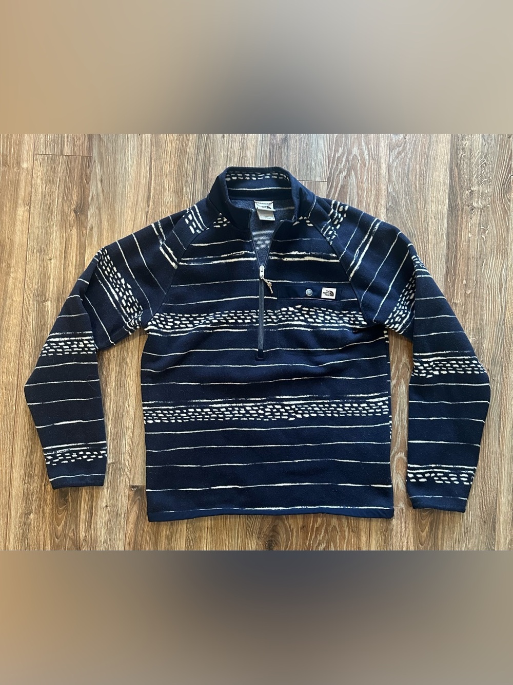 The North Face Men’s Navy Quarter-Zip Striped Sweater